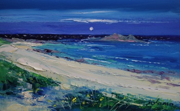 Summer moonrise Columba's Beach Iona 10x16